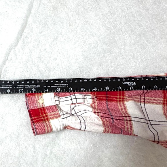 Gap Womens Red White Plaid Flannel Button Down Shirt Large 100% Cotton Long Slv - Picture 11 of 13